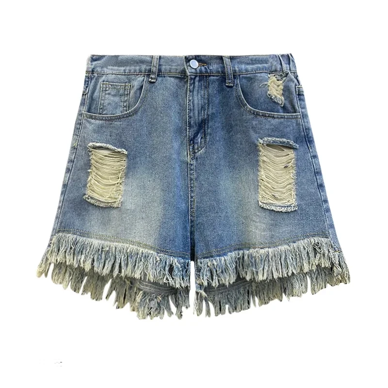 

High Design Tassel Ripped Denim Shorts Women Summer Autumn New Ladies Casual Fashion Outerwear Short Jeans Femme Dropshipping