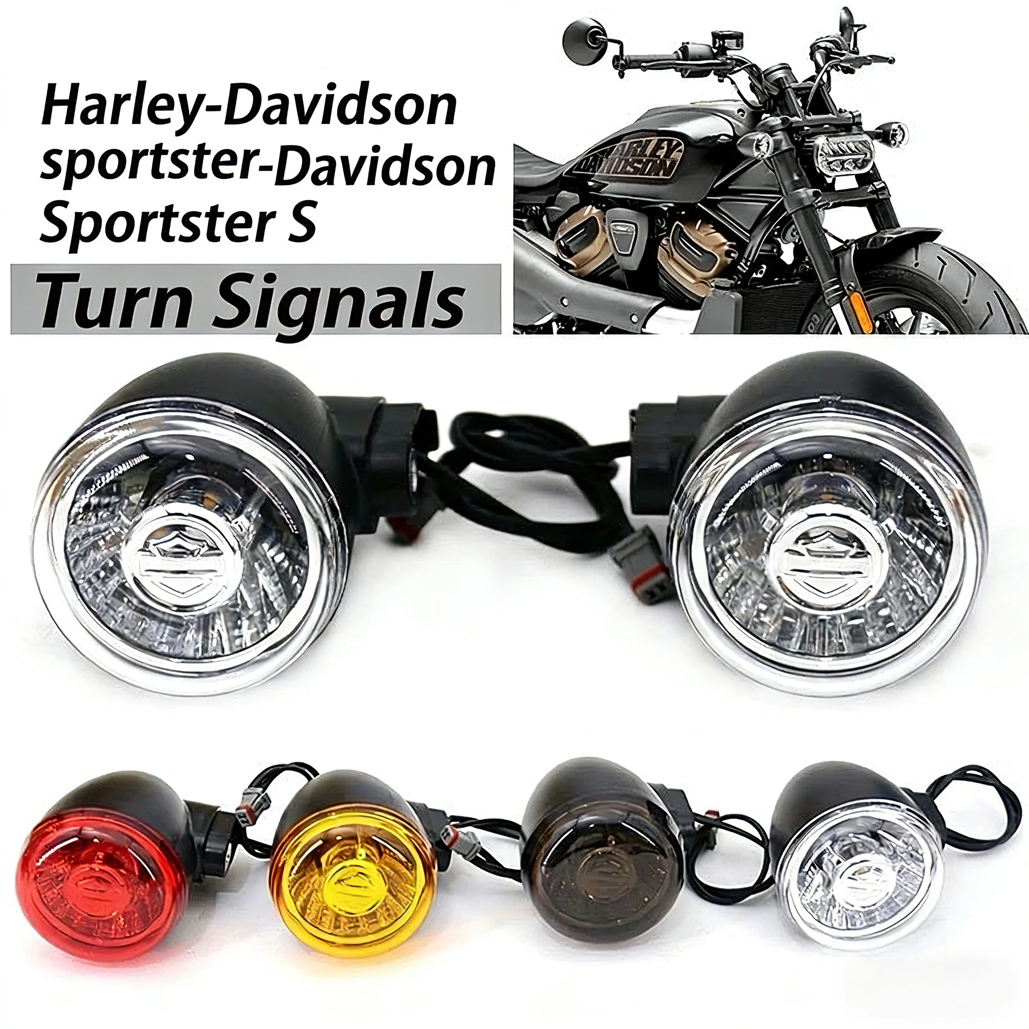 

Светодиодные передние указатели поворота для мотоциклов Harley Sportster S 1250S RH1250S 2021-2022, янтарные индикаторные лампы-мигалки, аксессуары.