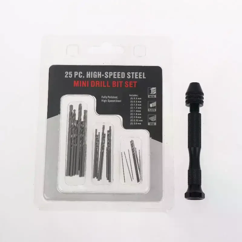 26Pcs Portable High Speed Steel Mini Twist Drill Bits Fine Drilling Plastic Resin Hand