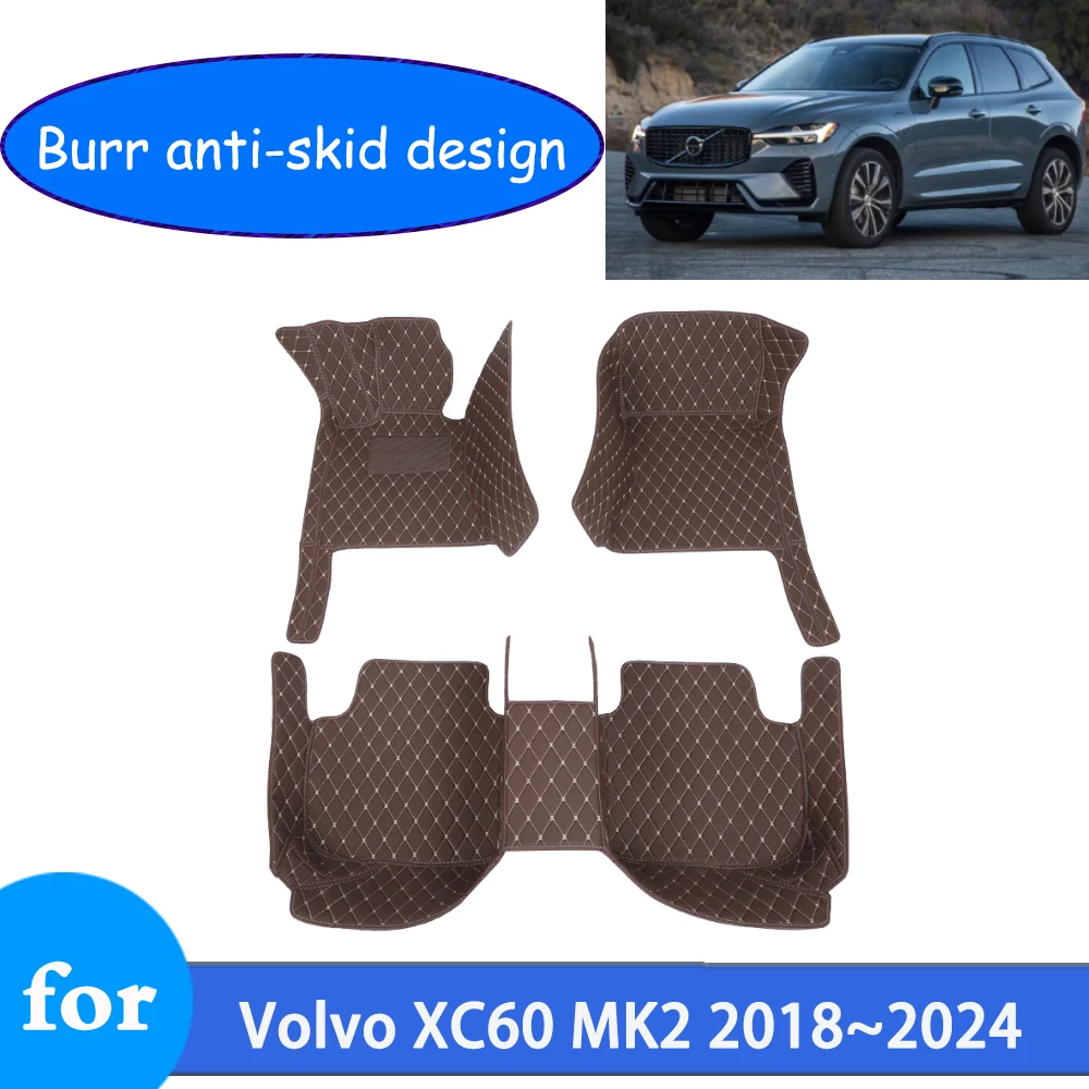 Car Mats For Volvo XC60 MK2 2018 2019 2020 2021 2022 2023 2024 Floor Pad Mat Full Set Rug Interior Parts Carpet Anti Dirt Pad