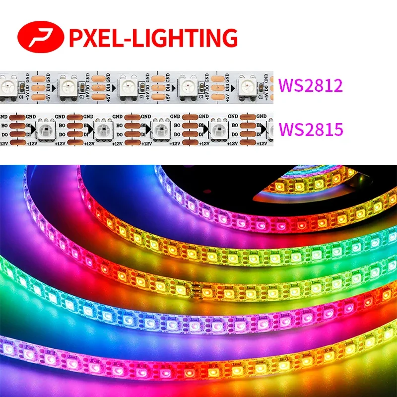 fita led enderecavel ws2815 ws2812b ws2815 ws2812b 5050 rgb 30 60 74 96 144 pixels m ws2812 ic full color neon programavel 01