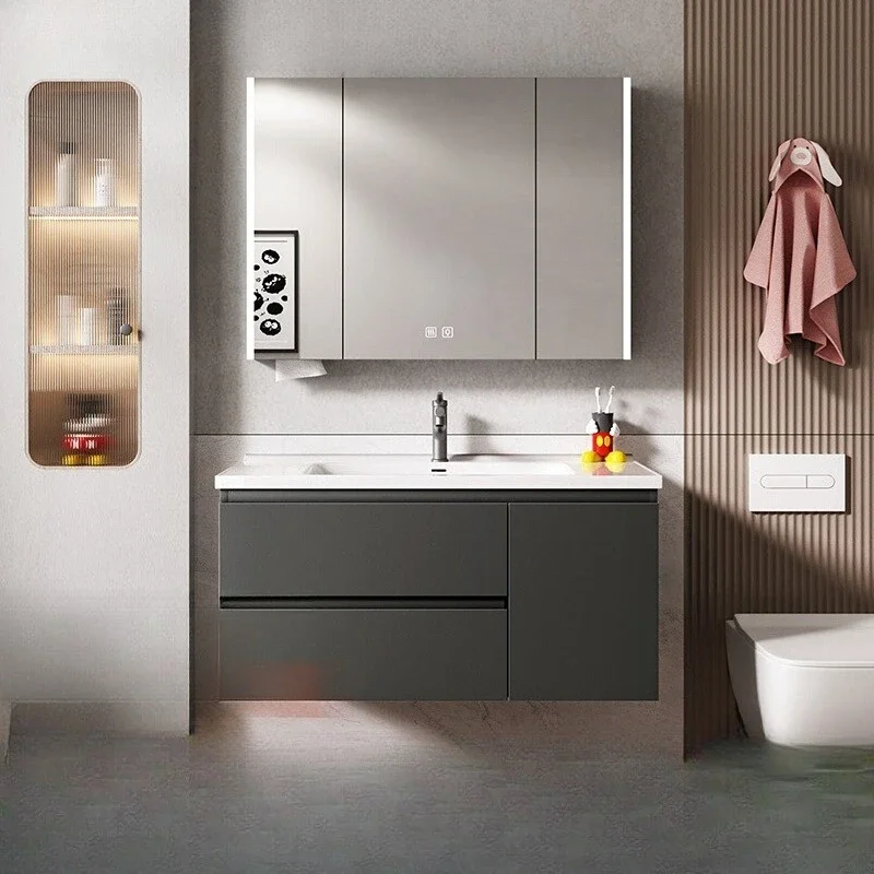 Bathroom Cabinet Set Modern Simple Bathroom Ceramic Integrated Basin Washbasin Cabinet Set Washstand