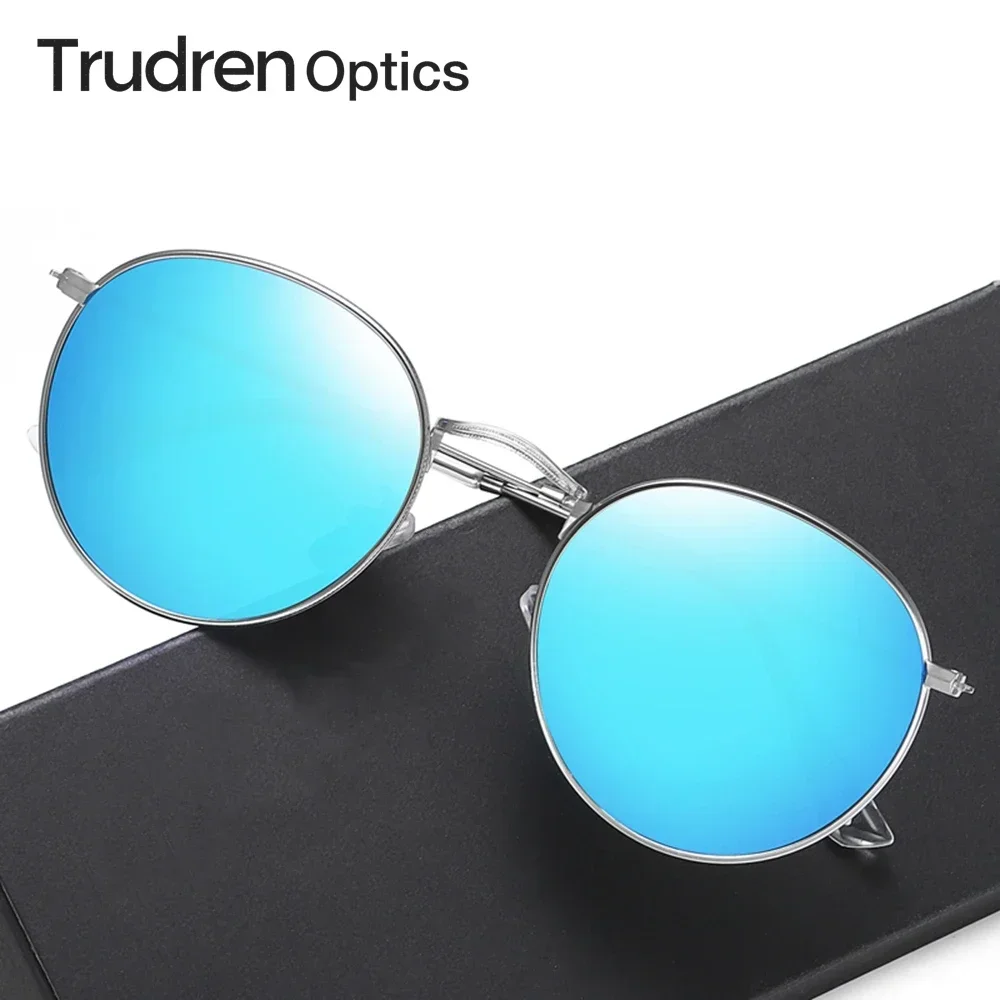 Trudren Unisex Classic Retro Round Sunglasses for Men Womens Single Bridge Wire Frame Sun Glasses Circular Polarized Lenses 3447