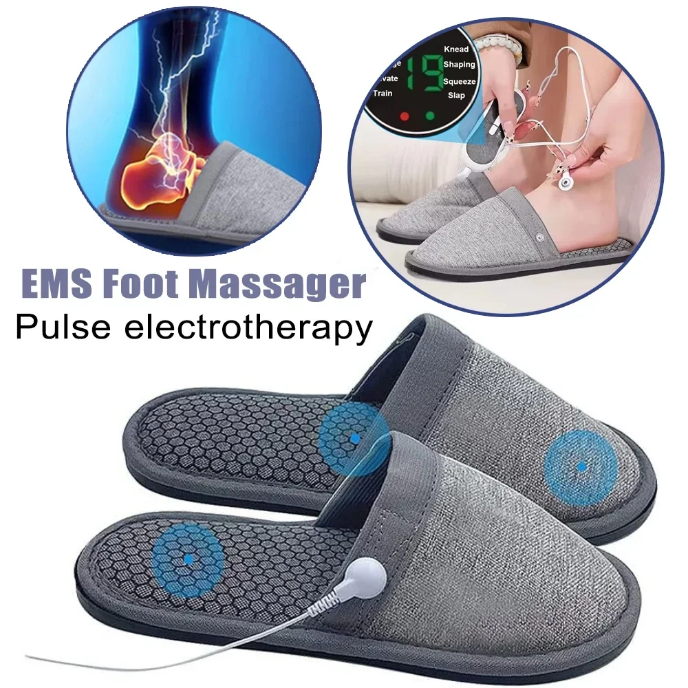 Electric Pulse EMS Massage Slippers Foot Massager Microcurrent Physiotherapy Remote Control Anti Slip Home Indoor
