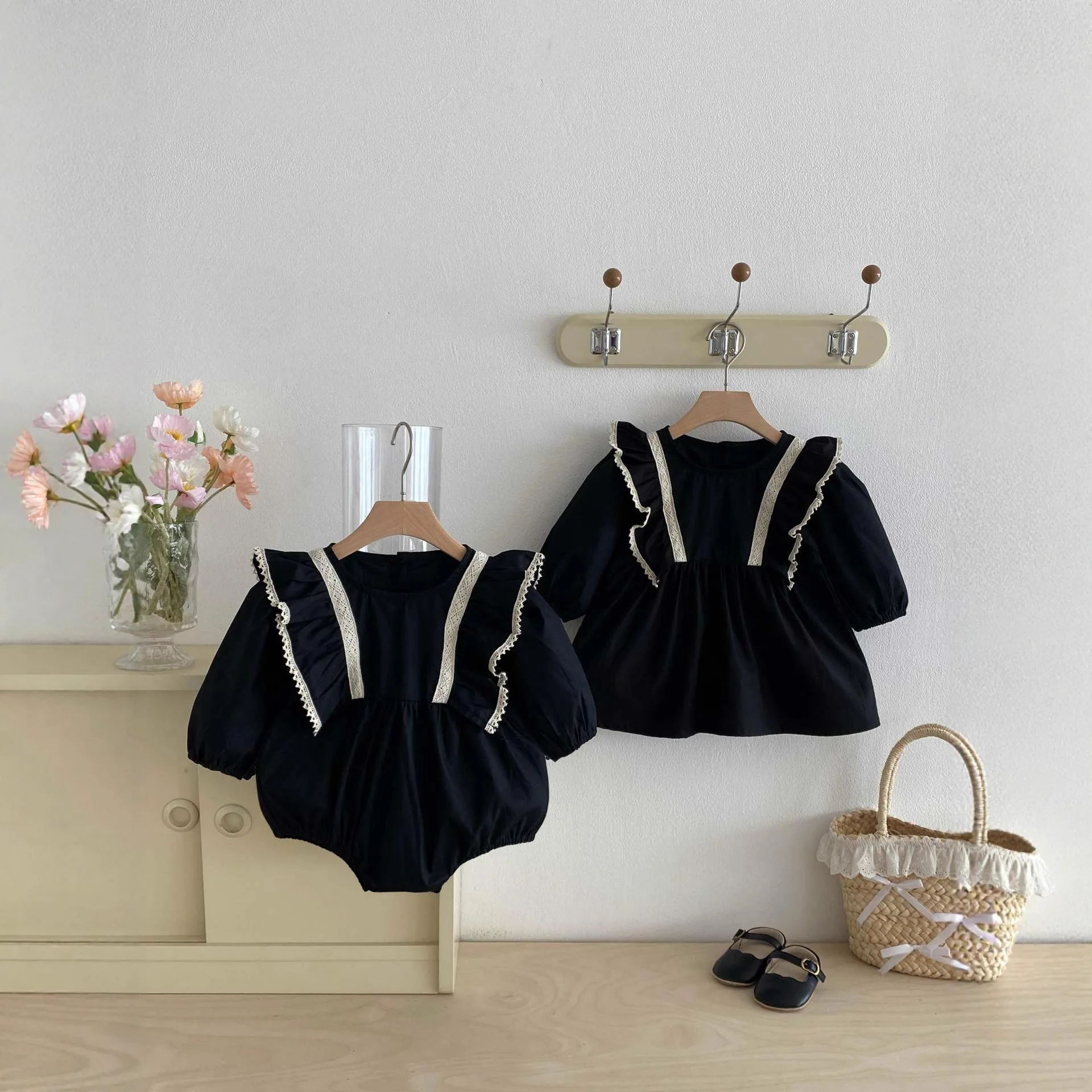 Girls' Autumn New Clothes Girls' Embroidered Retro Princess Skirt Infant Climbing Clothes Harper Children's Sisters Clothes