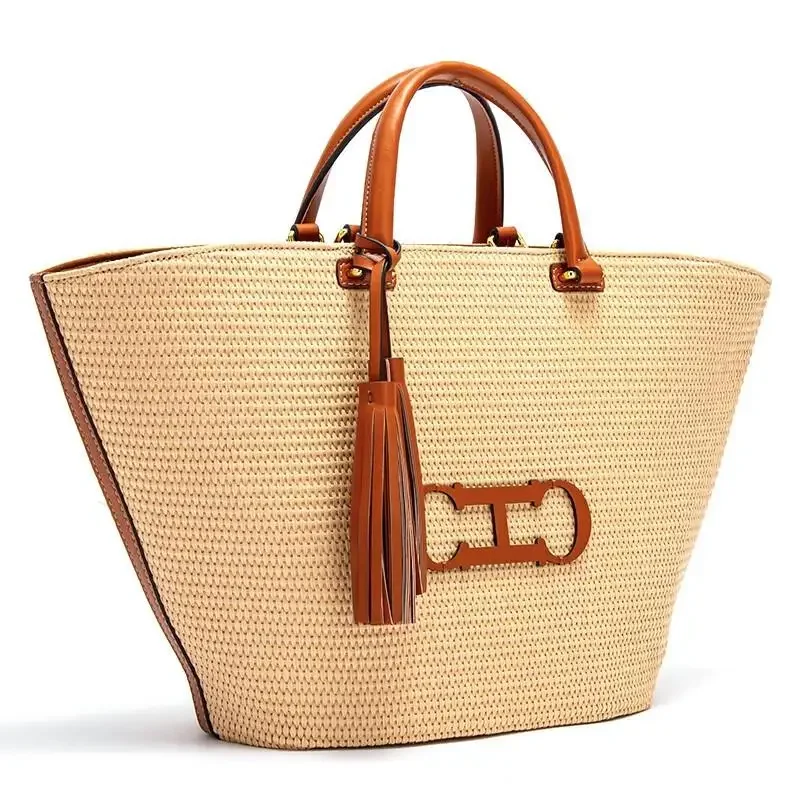 CH Women's Travel Tote Beach Bag Large Capacity Luxury Brand Designer Women's Tote Handbag New Handmade Temperament Bucket Bag