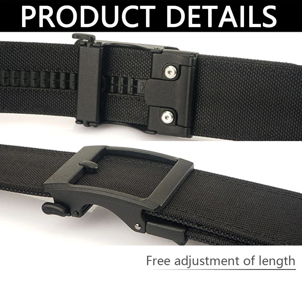 TUSHI Robuster 4,3 cm breiter, verdickter Gürtel aus doppellagigem Nylongewebe mit automatischer Schnalle für Herren – vielseitig einsetzbar für Freizeit und Outdoor – Detail 8