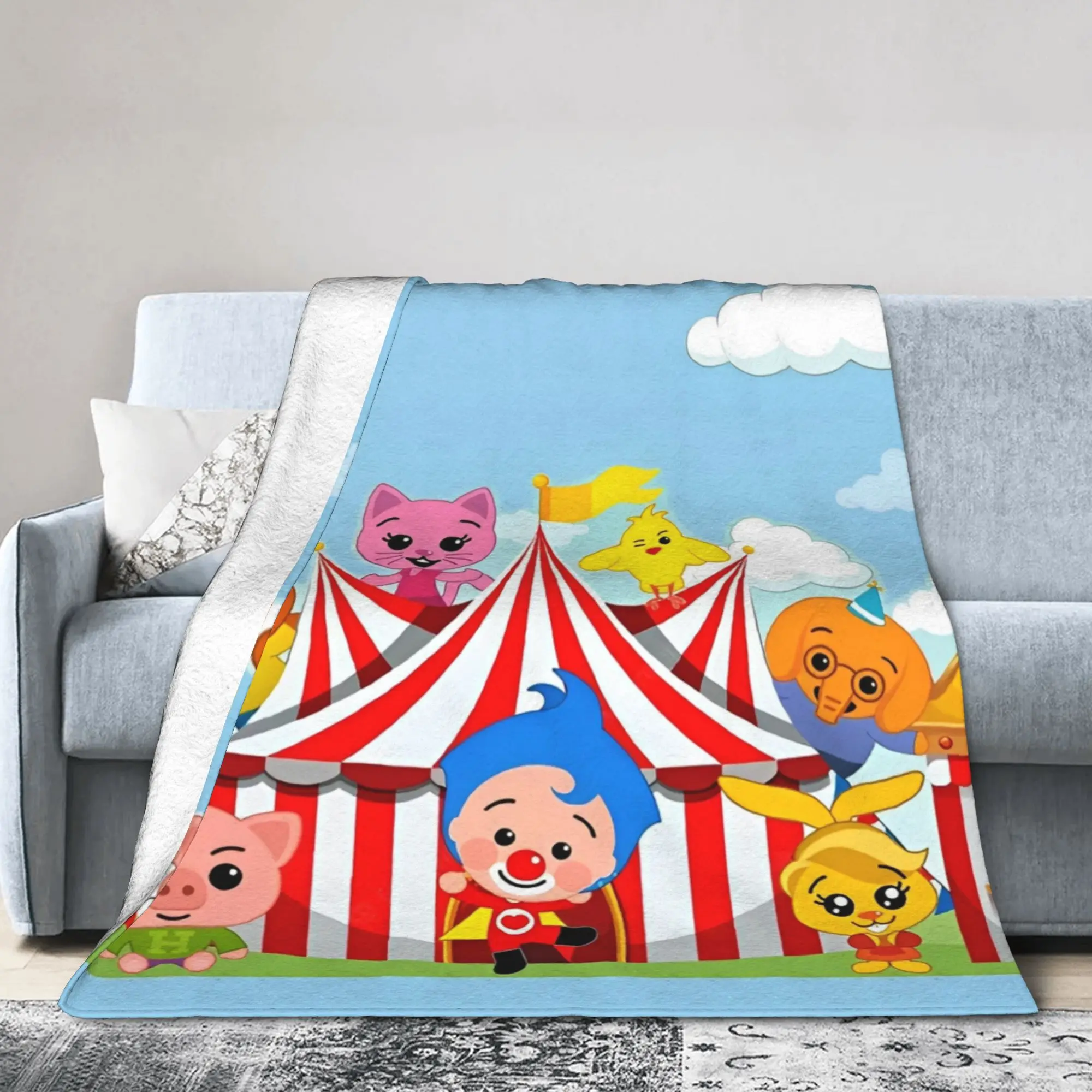 P-Plims  Knitted Blanket Cartoon Clown Fuzzy Throw Blankets Bedding Couch Decoration Soft Warm Bedspreads,