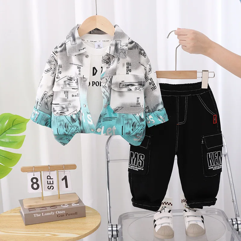 

New Autumn Baby Girls Clothes Children Boy sLetter Jacket T-Shirt Pants 3Pcs/Set Toddler Clothing Infant Costume Kids Tracksuits