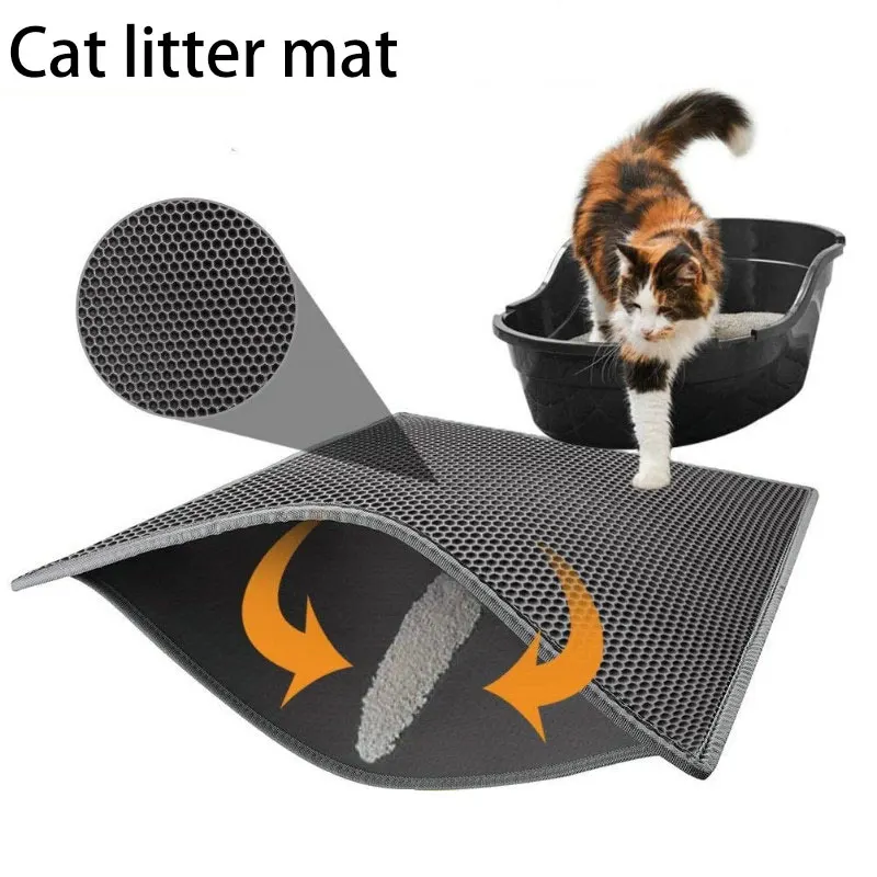 

Cat Litter Mat Double Layer Waterproof Urine Proof Trapping Mat Easy to Clean Non-Slip Toilet Pad Cat Scratch Pad Large Foot Pad