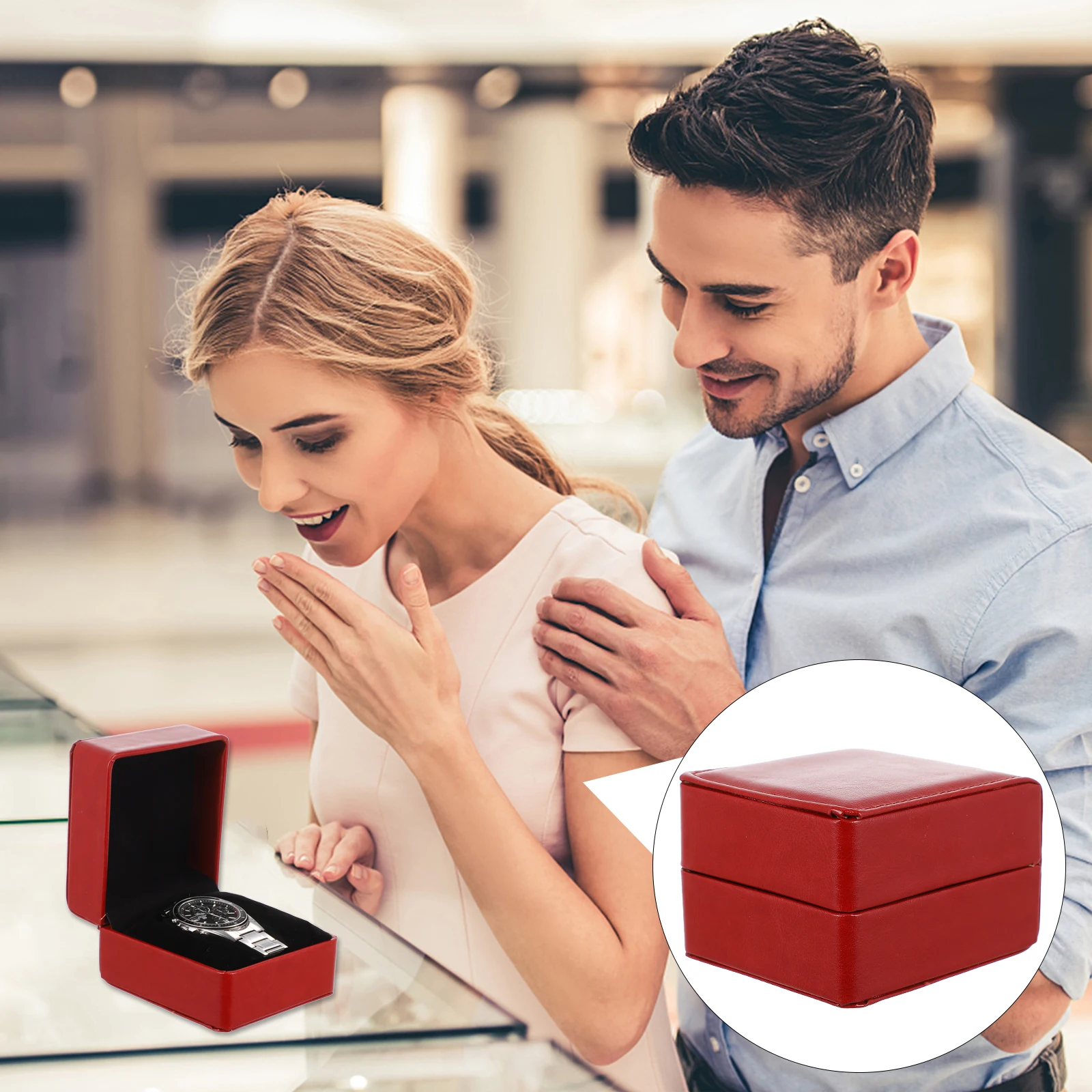 

Watch Box Storage Case for Men Portable Travel Wristwatch Band Packing Small Protective PU Jewelry Organizer