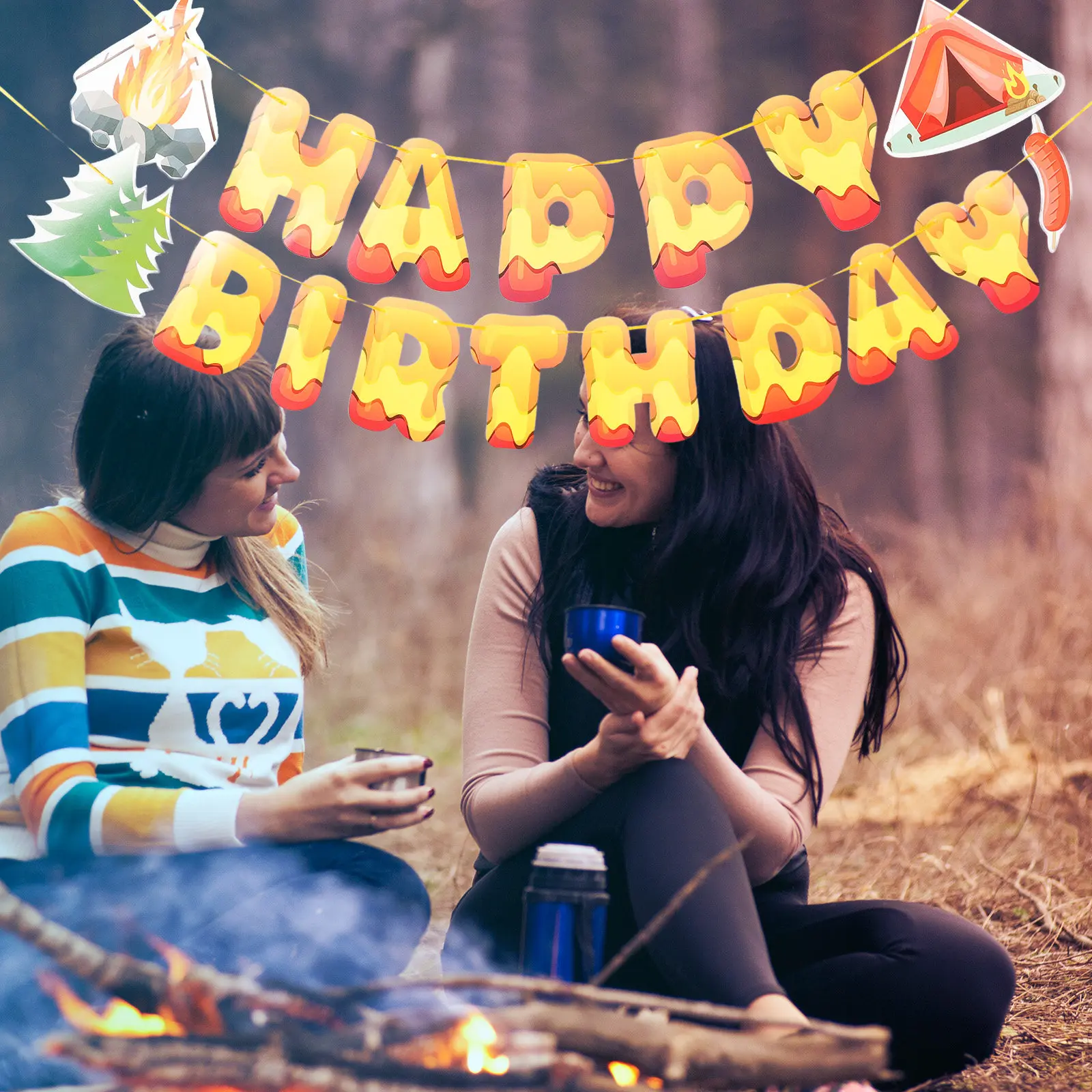 3Pcs Bbq Themed Birthday Banner Paper Flag Bunting Party Hanging Decoration Indoor Outdoor Photo Backdrop Banner Decoration