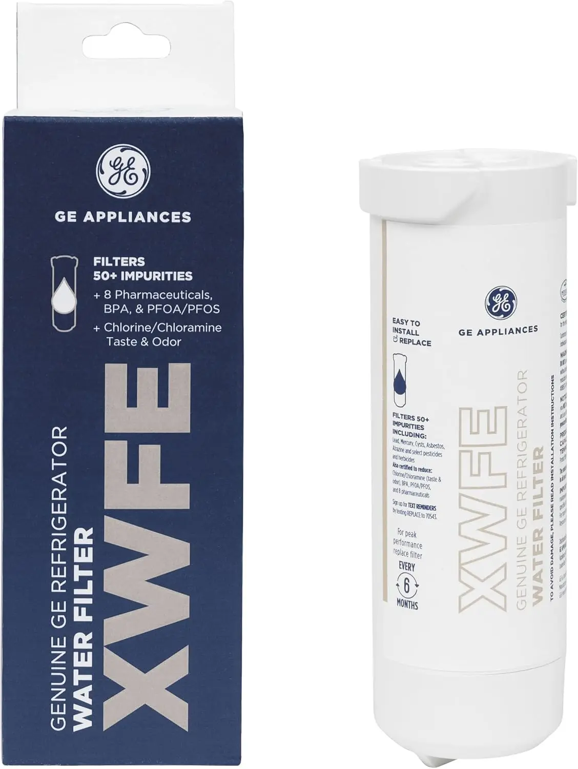 

XWFE Refrigerator Water Filter, Genuine Replacement Filter, Certified to Reduce Lead, Sulfur, and 50+ Other Impurities, Repla