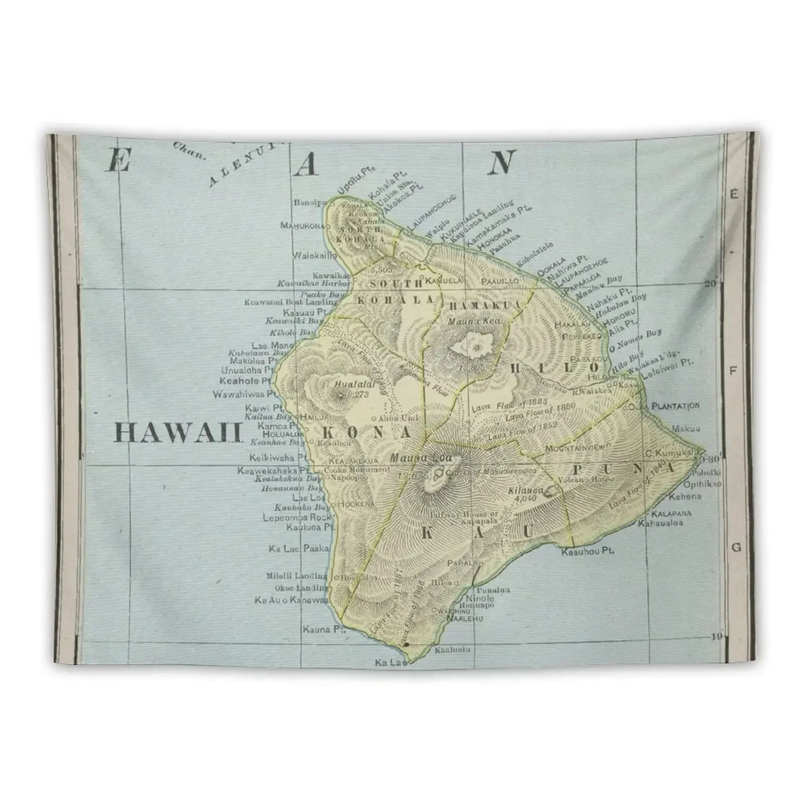 

Vintage Map of Hawaii Island (1901) Tapestry Room Decor Aesthetic Bedroom Decorations Tapestry