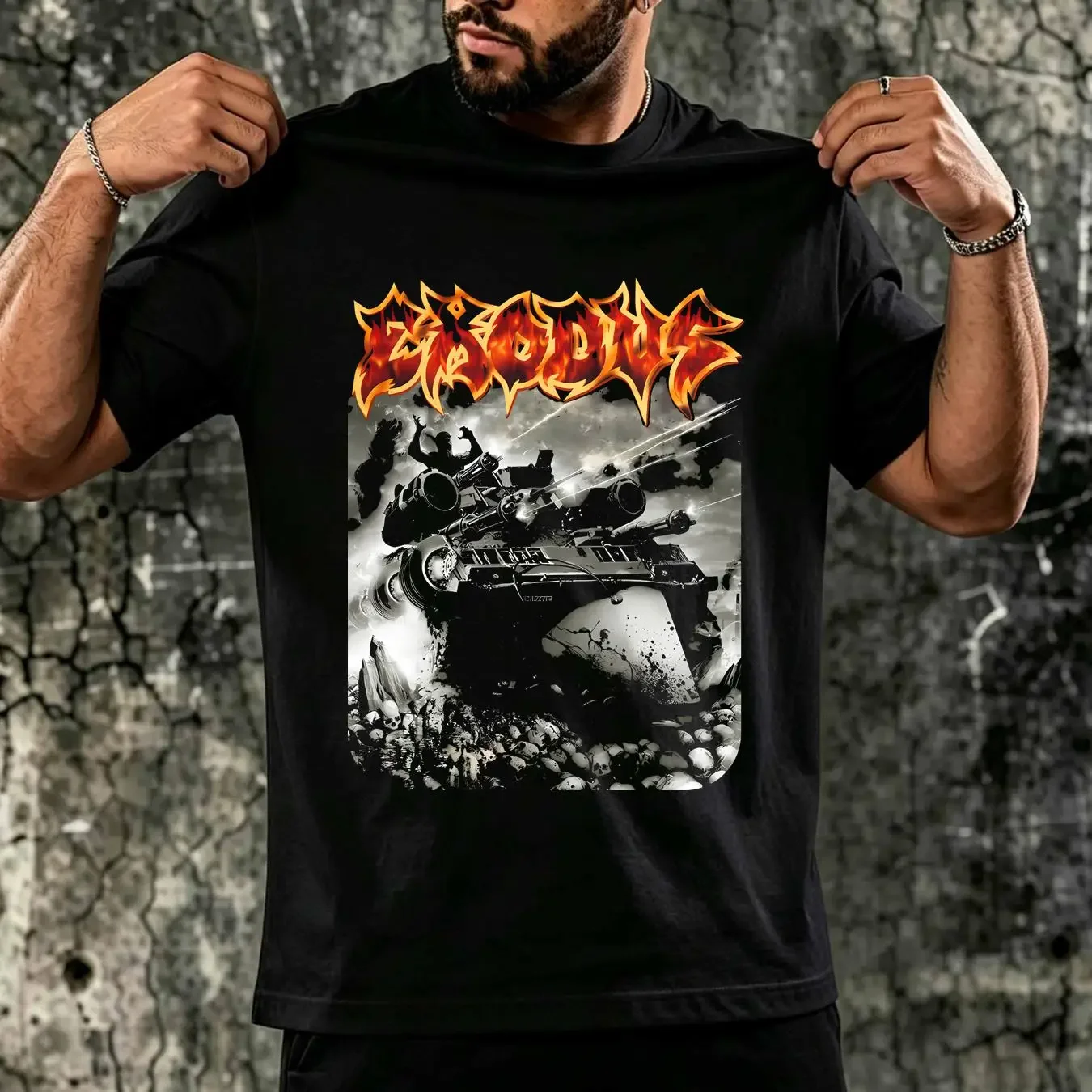 washed T Shirt EXODUS SHOVEL HEADED KILL MACHINE Black All Size AC680 vintage Washed fashion Top For Everyday Wear streetwear