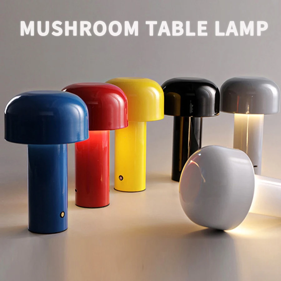 Mushroom LED Table Lamp USB Rechargable Night Light Portable Touch Bedside Dinning Table Lamps Living Room Bedroom Decoration