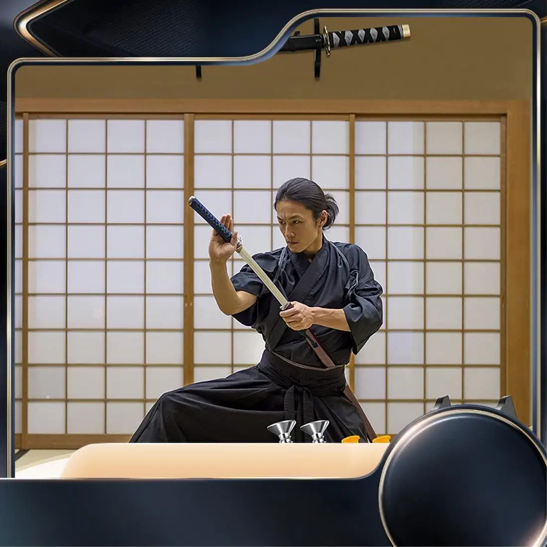 

4-комплектное настенное крепление для меча, регулируемый держатель для меча, деревянная подставка для боевых искусств, самурайское настенное крепление, принадлежности для дисплея-N34R