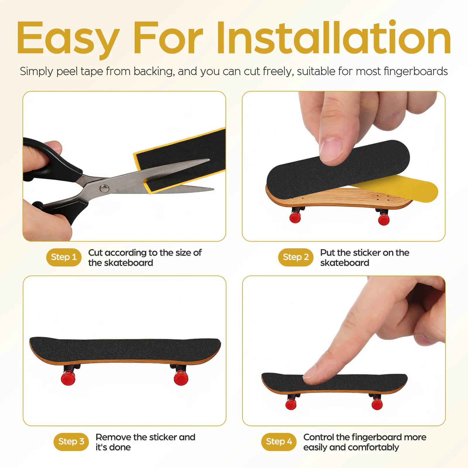 12Pcs 폼 그립 테이프 핑거보드 미니 스케이트보드용 미끄럼 방지 강력한 접착력 간편한 적용 유연한 컨트롤 매일 재미있는 사용