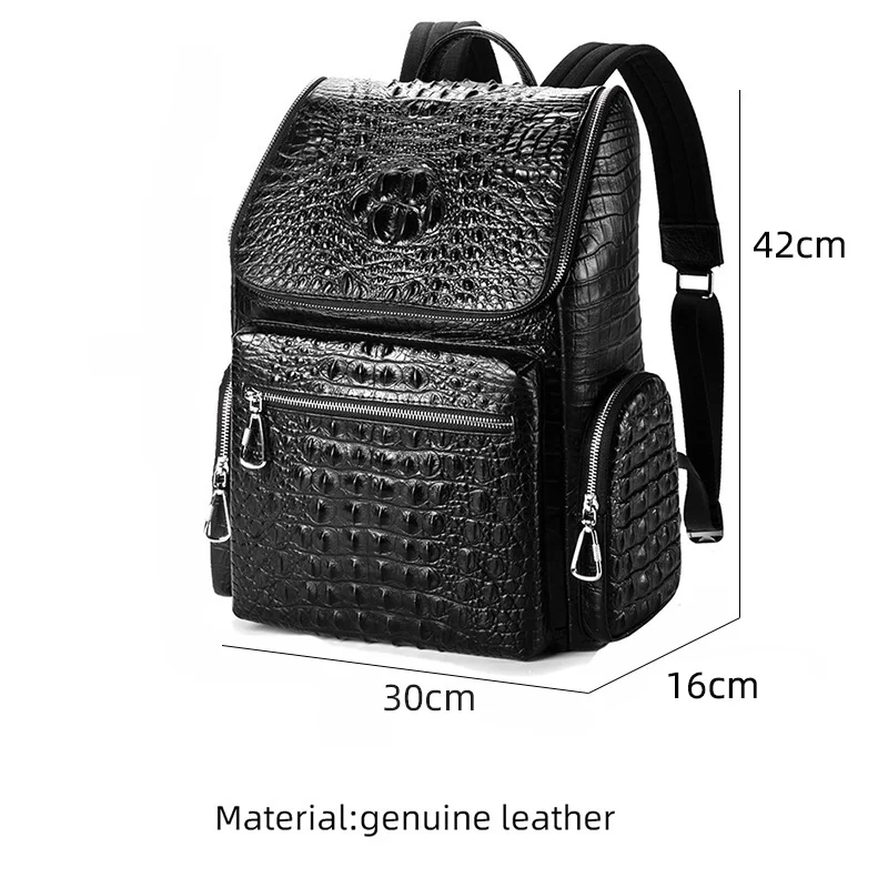 Fashion Alligator Pattern Genuine Leather Backpack for Men Business 15.6 inch Laptop Rucksack School Bag Computer Backpack Bag