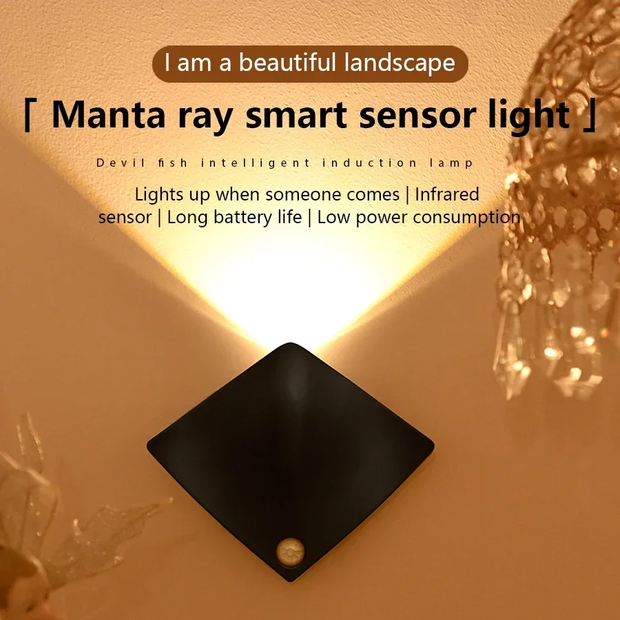 Creative LED Wall Light Wireless Rechargeable Motion Sensor Night Light Magnetic Portable Lamp For Bedroom Mural Indoor Lighting