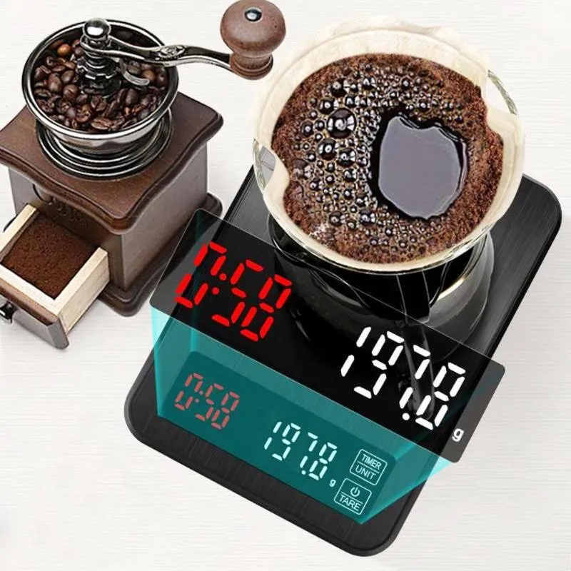 Scale 3kg/0.1g 5kg/0.1g 10kg/1g Electronic Kitchen Scale LCD Digital Drip Coffee Scale with Timer Weight Balance Household Scale