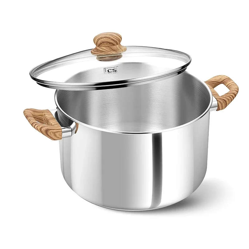 

KOCH SYSTEME CS 8QT Stock Pot with Pot Cover Stainless Steel Soup Pot Heat-Resistant Bakelite Double Handle Induction Compatible