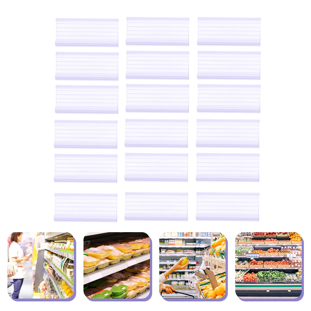 

40 Pcs Storage Rack Baffle Price Tag Display Stand Holders Clear Label Retail Transparent Sign