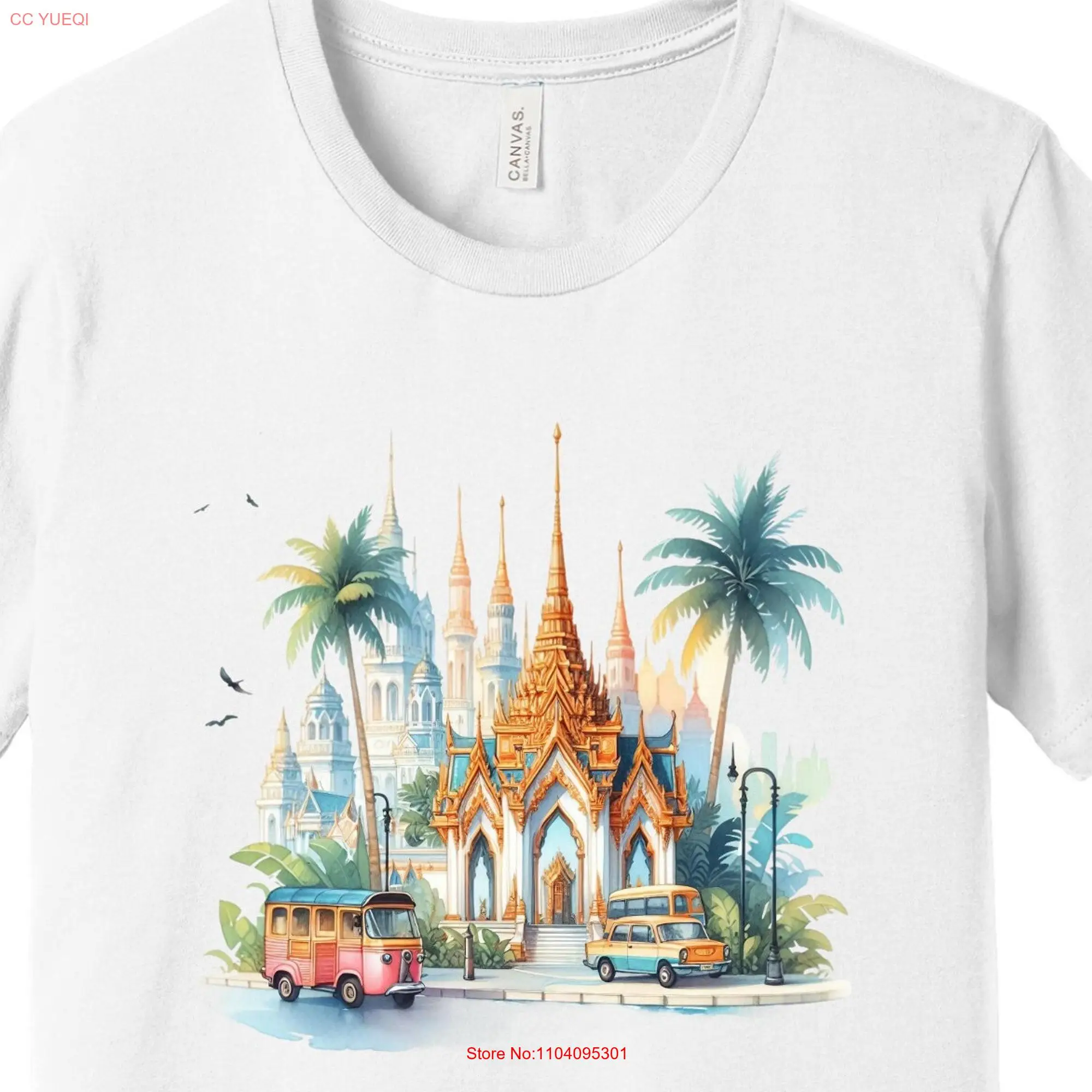 Tropical Temple T Shirt Vibrant Southeast Asian Architecture Design Unique  long or short sleeves