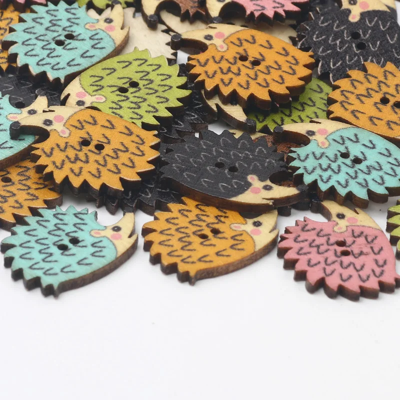 20pcs Vintage Hedgehog Wooden Buttons For Clothing Decorative Needlework Embellishment Sewing Accessories Diy craft Supplies