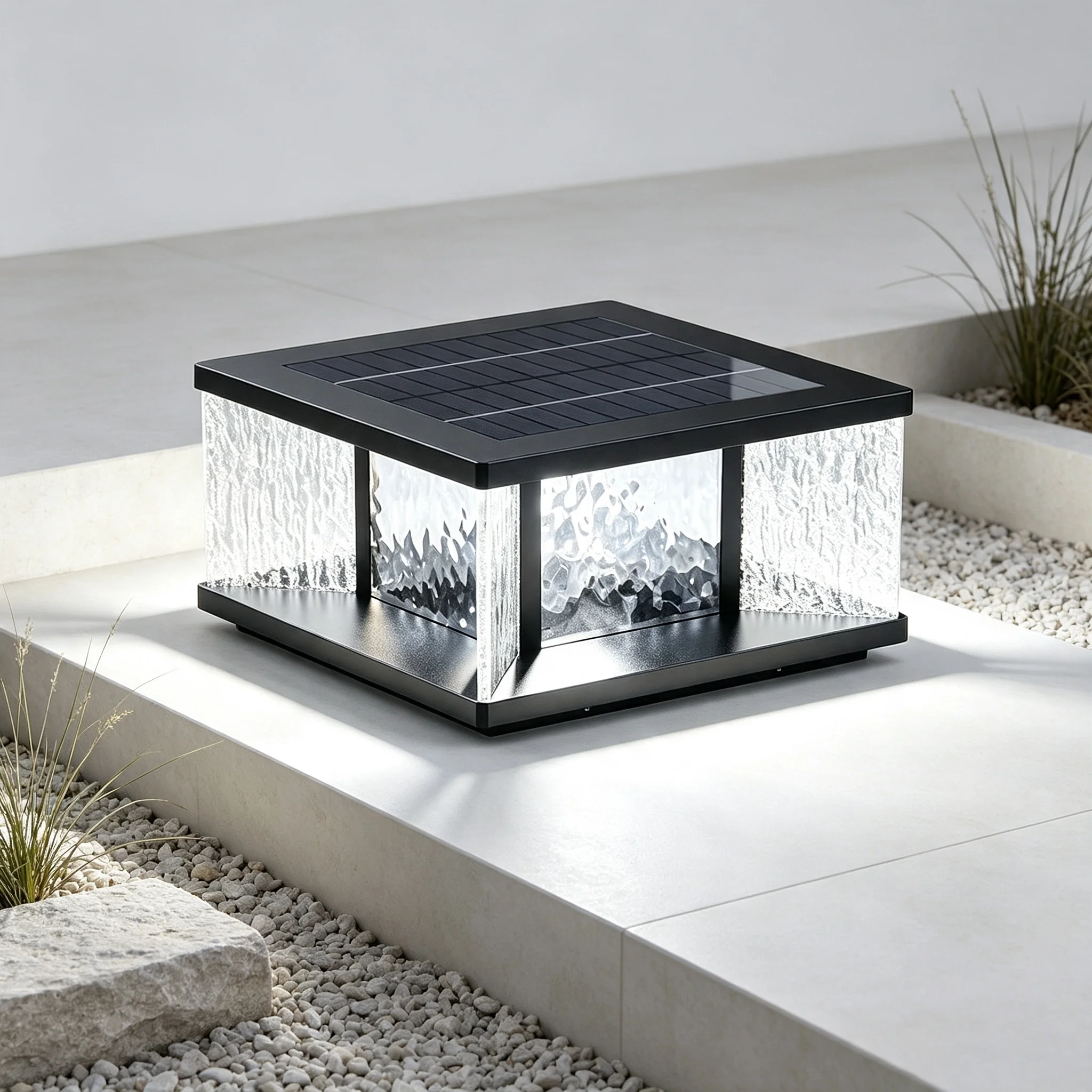 Modern Waterproof Square Stainless Steel Outdoor Solar Pillar Lights with E27 Base LED IP65 Rating for Garden Main Door