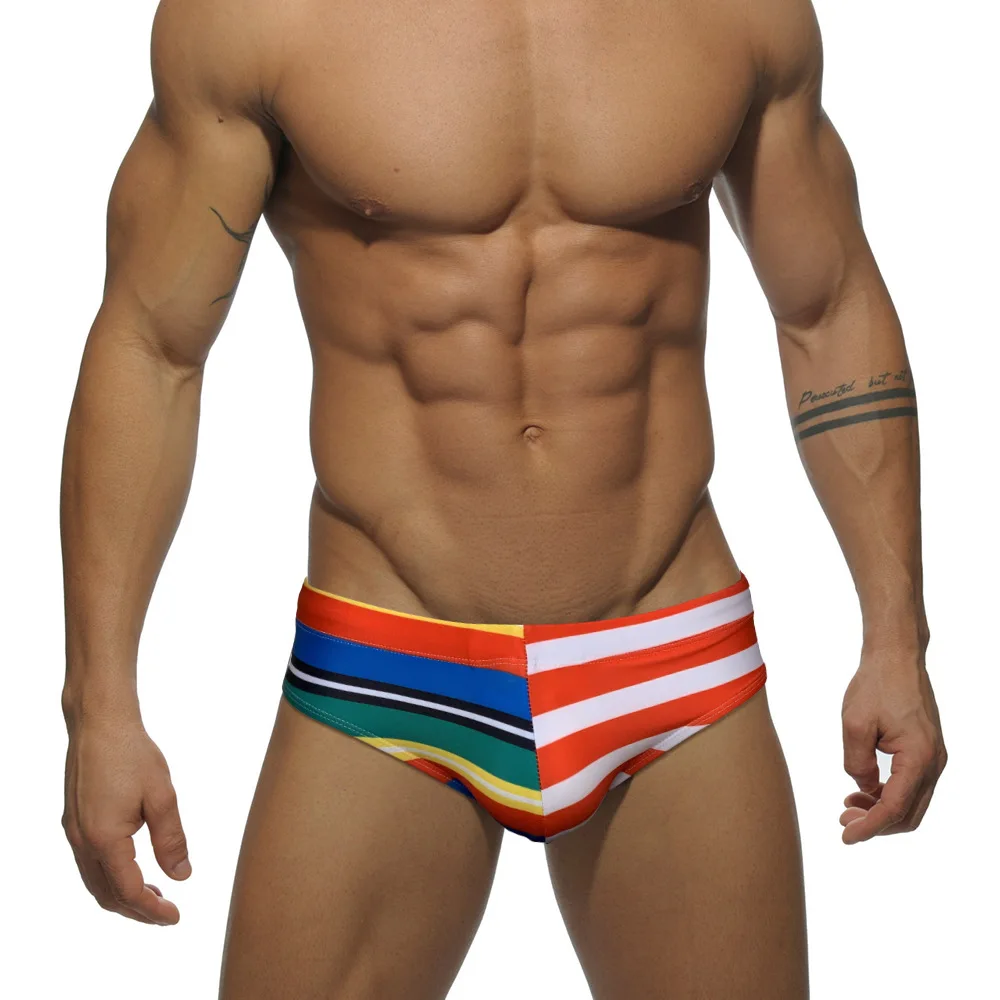 

striped triangle men's trunks youth seaside vacation hot spring swimming trunks European quick-drying swimsuit 10002