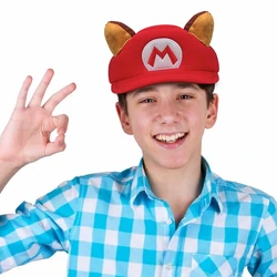 Bros Raccoon Cosplay Hat With Ears Adult Super Luigi Cartoon Red Cap Classic Game Accessories Props Chritsmas Gifts Teenager