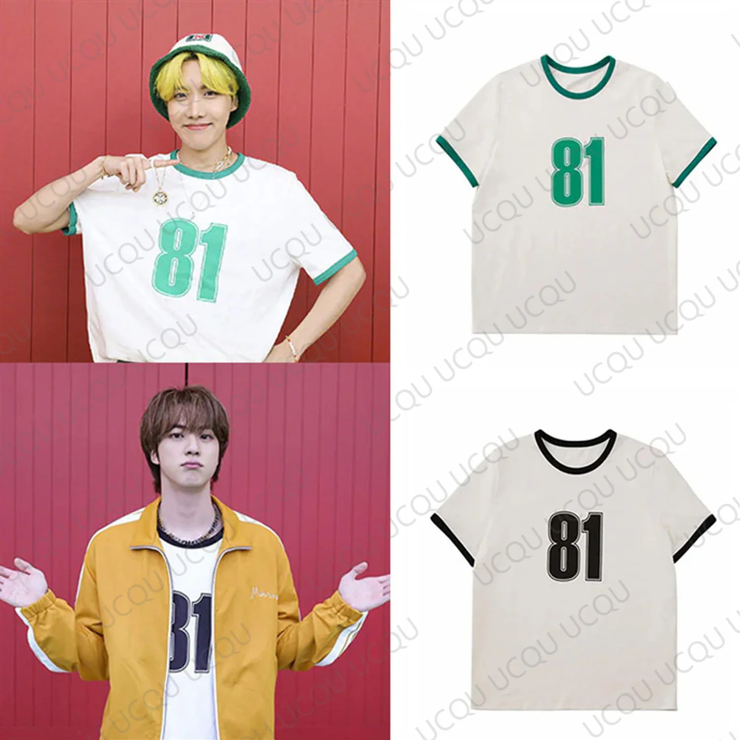 81 Number Ringer T-Shirt Retro-Grafik-T-Shirt im koreanischen Stil, Unisex, lässig, kurzärmelig, Vintage-Stil, Kontrastkragen, Sommer-Top, Geschenk