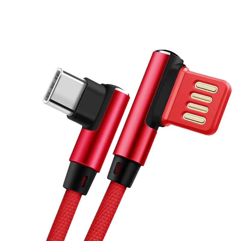 

Double Elbow Cable Mobile USB Type-C Fast Charging Cable Double-sided Insertable Universal Playing Games Without Blocking Hands