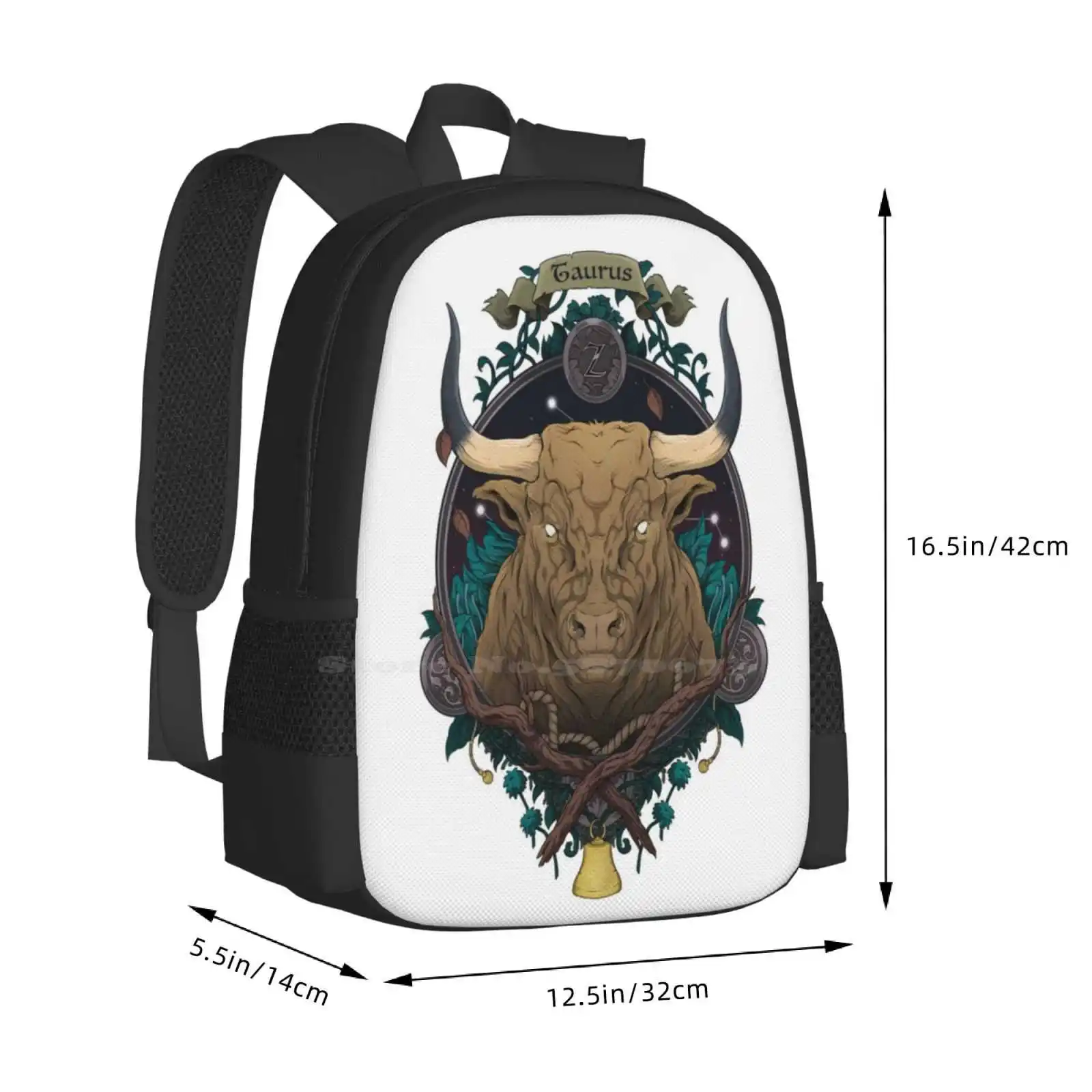 Taurus Bag Backpack For Men Women Girls Teenage Taurus Constellation Zodiac Starsign Sin Nature Animal Flower