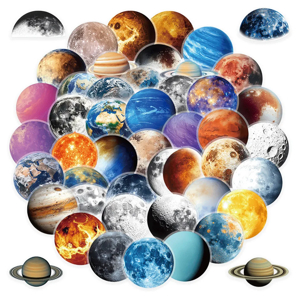 Outer Space Galaxy Themed Sticker Pack 50 Sheets Celestial Planet Graffiti Stickers for Scrapbook Planner Peel Joy Sticker Store