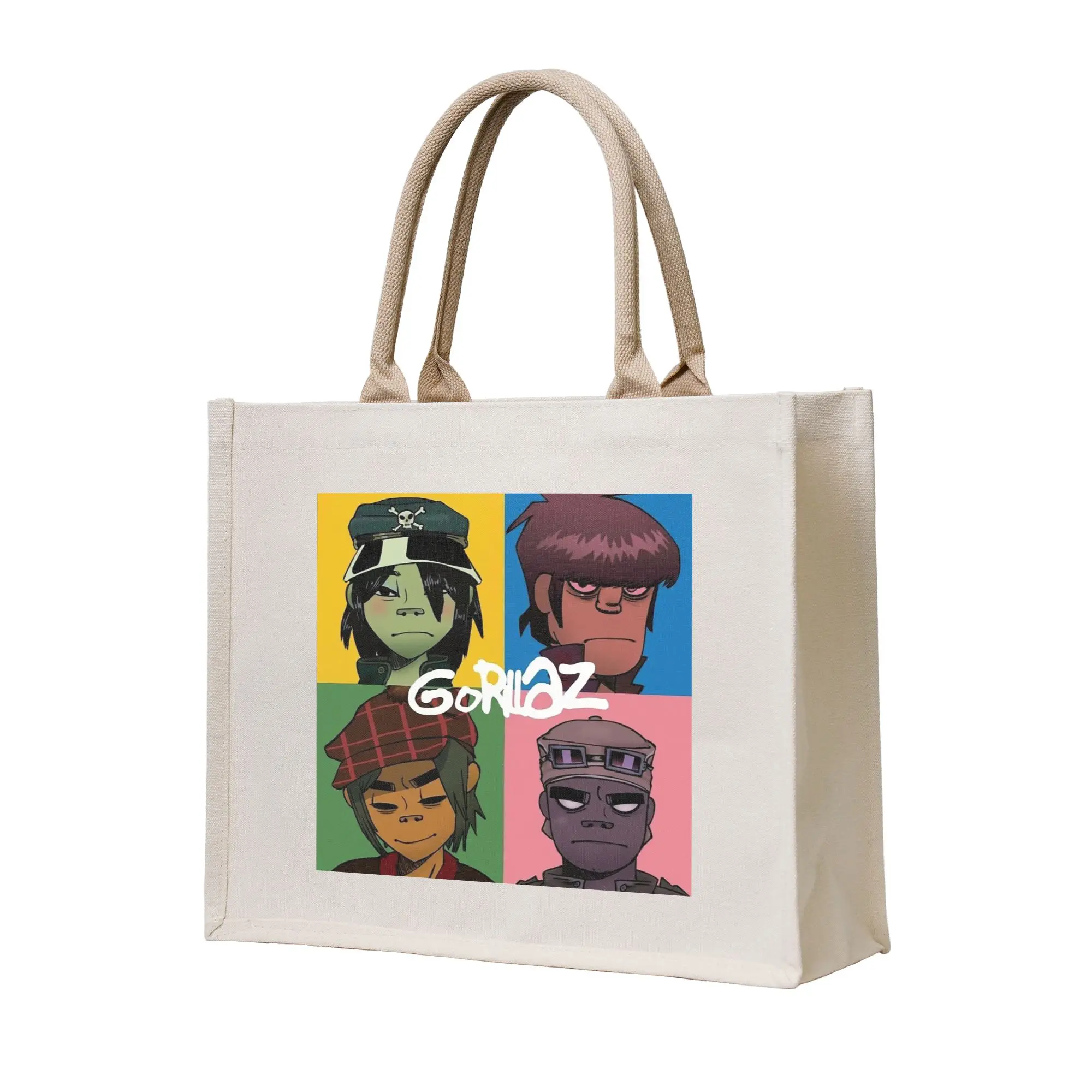 

Музыкальные сумки для покупок Gorillaz Virtual Band, холщовая складная сумка-тоут для девочек, дорожная сумка через плечо