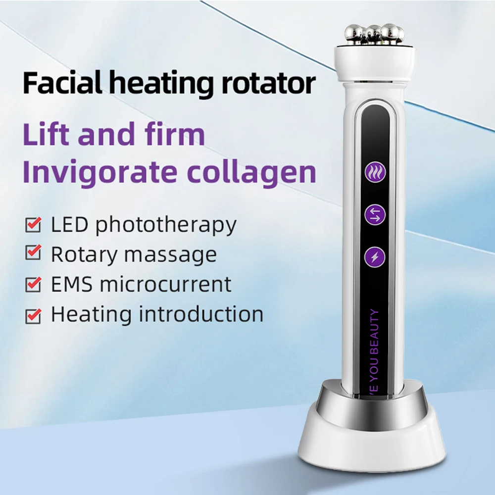 Electric Face Heating Rotator Facial Micro-current Beauty Instrument Face Lift Roller Massager Skin Tighten Beauty Devices