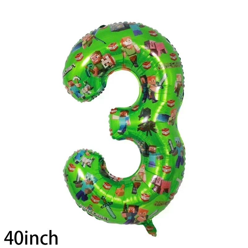 Cartoon Minecraft Ballon New My World Pixel Grün Nummer 0-9 Aluminiumfolie Luftballon Kindergeburtstag Party Dekoration