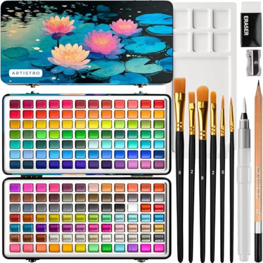 

Deluxe Watercolor Paint Set with Vivid in a Box Watercolor Set with Complete Palette