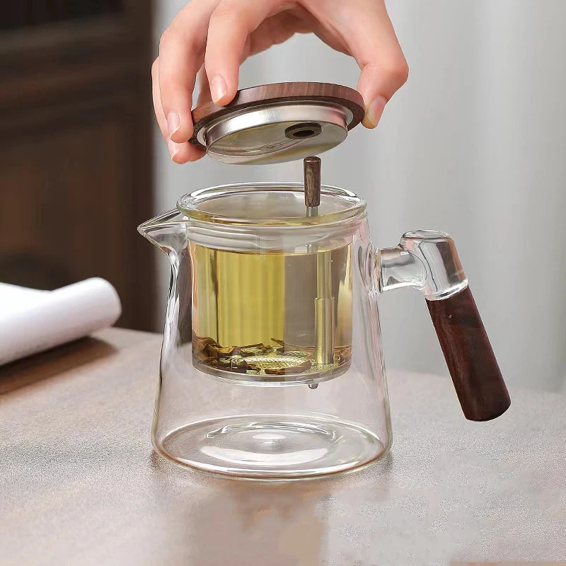 ثقافة حفل الشاي سعة كبيرة تقسيم فنجان الشاي القابل للإزالة الزجاج الداخلي خزان المنزل الشاي فصل المياه تصفية فنجان الشاي #5