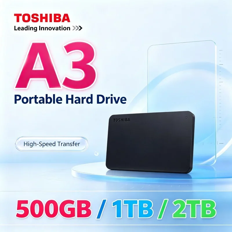 Toshiba A3 HDTB420XK3AA Black Mobile Hard Drive USB 3.0 500GB 1TB 2TB Compact Portable External Disk For Travel Laptop Storage