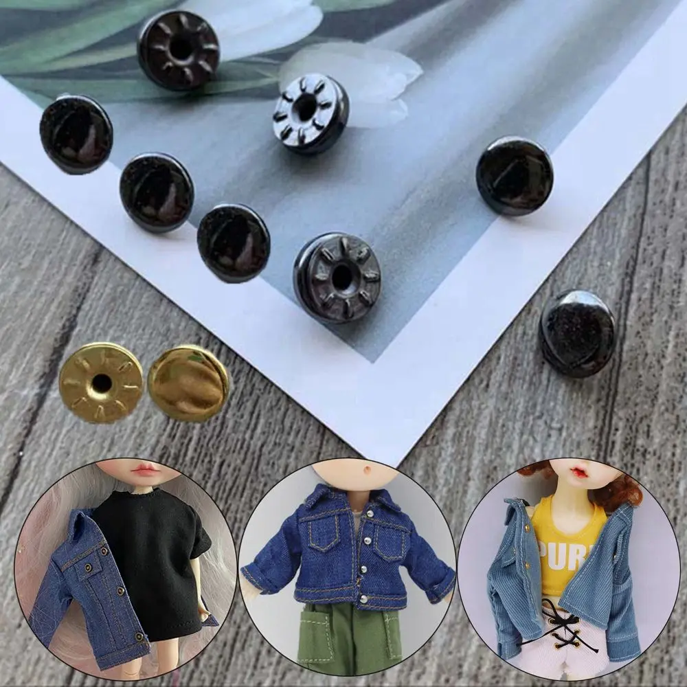 3 Set Mini Buttons DIY Doll Clothes Metal Buckle 6/8mm Invisible Snap Metal Buckle for 1/6 Doll Clothing Sewing Doll Accessories