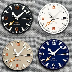 31mm black blue gray white watch dial GMT four hands green luminous watch dial for NH34 Movement watch accessories