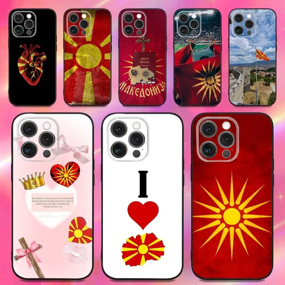 

Macedonia Phone Case For iPhone 16,15,14,13,12,11,Pro,Max,Plus,X,XS,XR,SE,8,7,Mini,Soft Silicone Black Case
