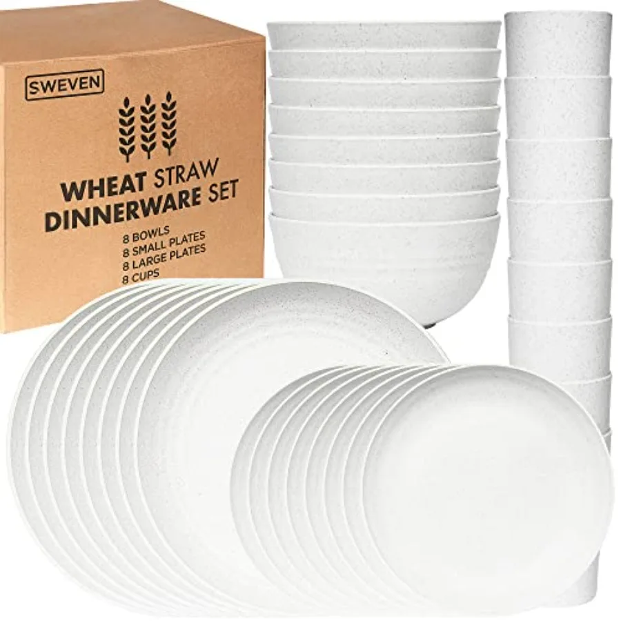 Wheat Straw Dinnerware Sets Unbreakable Dinnerware Sets Dishwasher Microwave Safe Dinnerware Eco Friendly Non Breakable Dinnerw