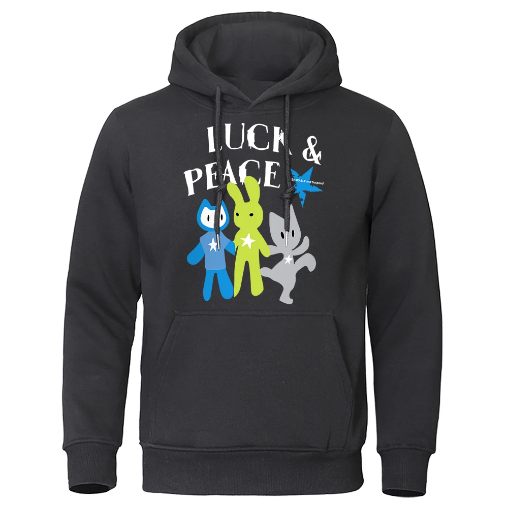 Luck Peace Playing Happily Together Men Women Sweatshirt Funny Fleece Pullover Autumn Warm Hoodies Oversized Crewneck Hoodie