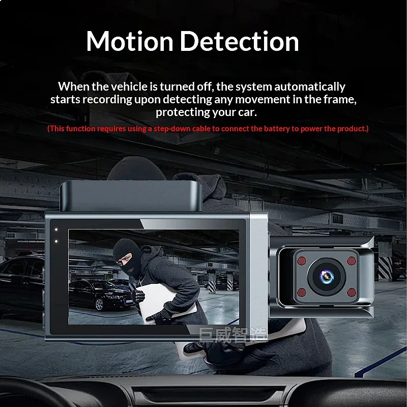 Car Dash Cam 1080P Triple Lens WiFi 3 Channel Recorder Front Rear Inside view 4