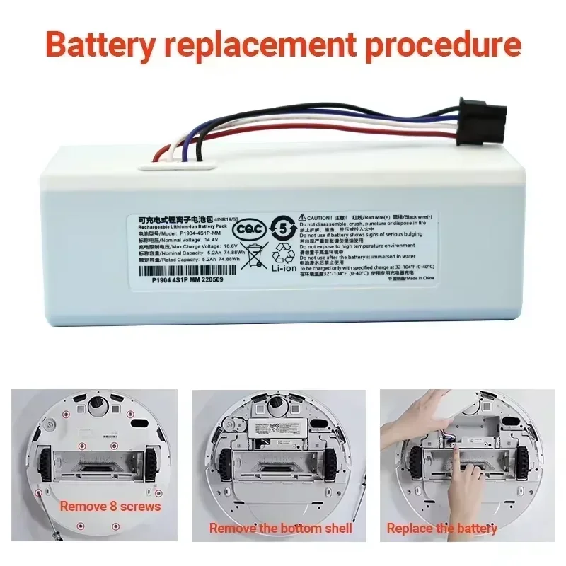 NEW 14.4V 12800mah P1904-4S1P-MM Battery For Xiaomi Mijia 1C STYTJ01ZHM Robot Vacuum Mop Cleaner Accessories battery