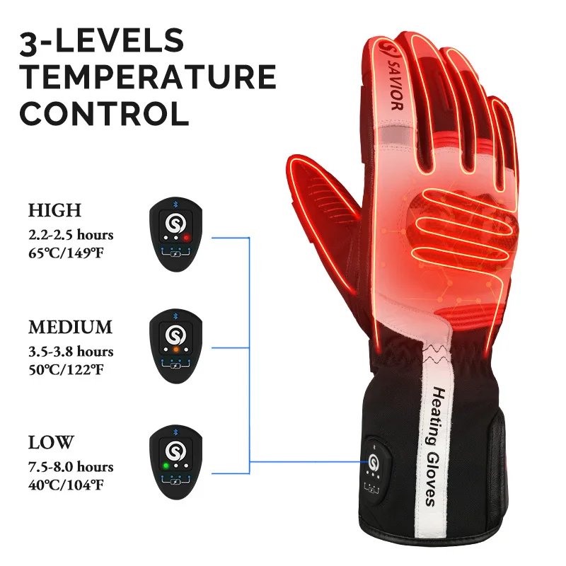 Winter Motorcycle Gloves Touchscreen Rechargeable Electric Heated Riding Motorcycle Gloves for Men - view 4